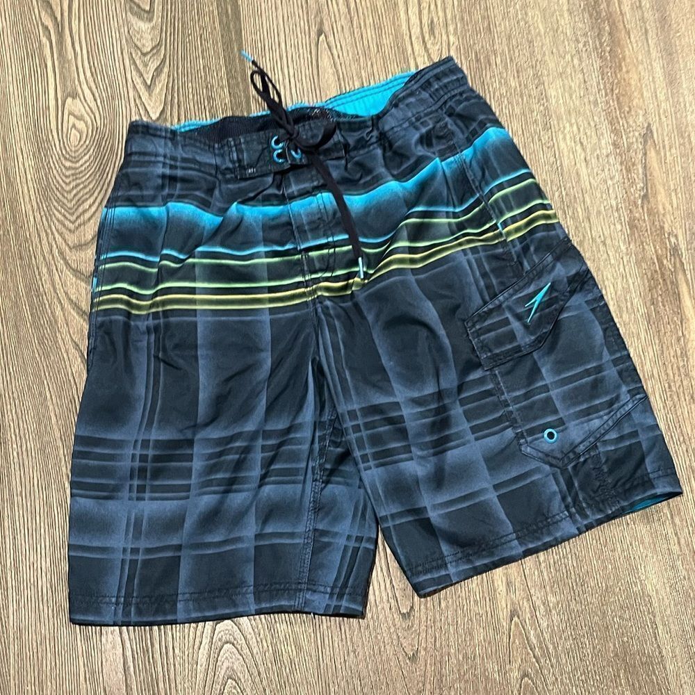 Speedo Board Shorts Plaid Hawaiian Swim Trunks Mesh Liner Multicolor Size Small